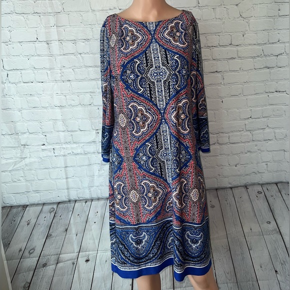 London Times Dresses & Skirts - London Times Blue & Pink Floral long sleeve dress size 8